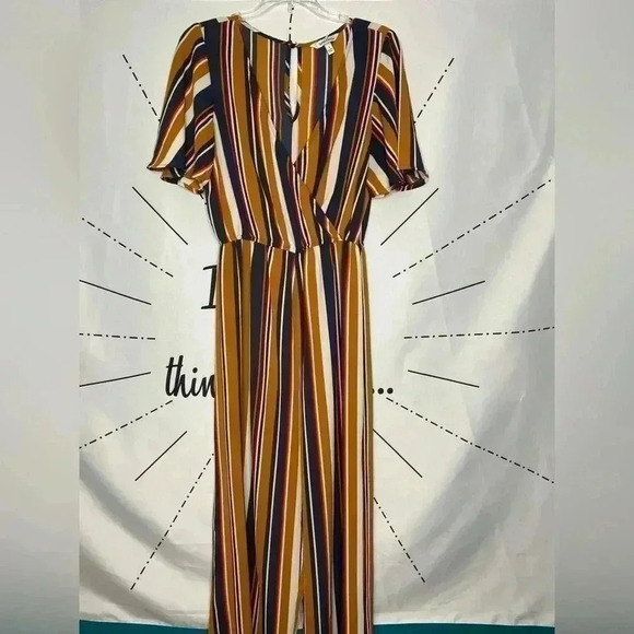 Speechless Colorful Retro Striped Wide-leg Jumpsuit - Picture 2 of 8